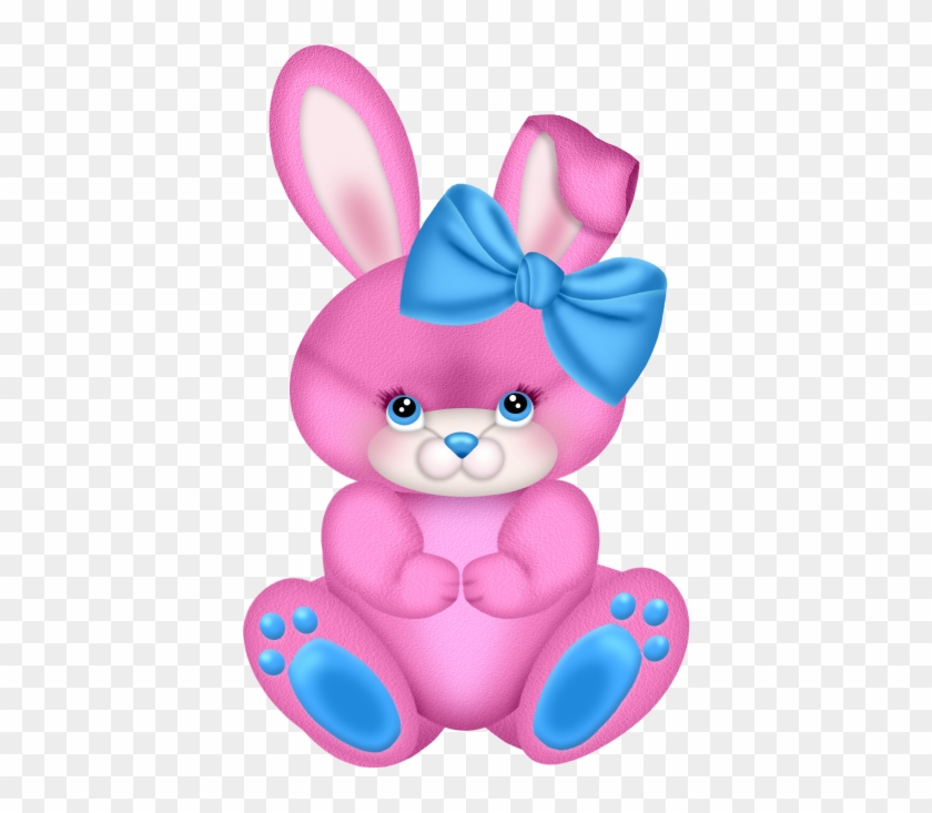 Pink Bunny With Pink Bow Clipart - Bunny Pink #954787