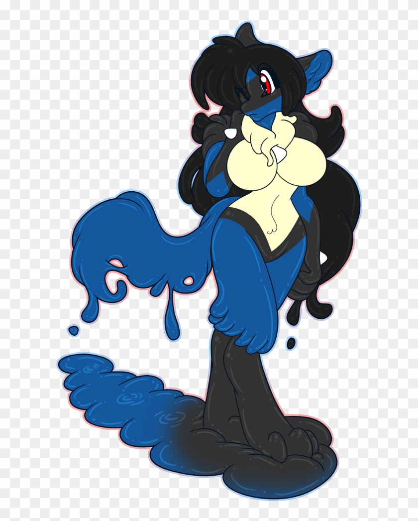 Aakashi Lucario Slime Girl By Akuoreo - Cartoon #956824
