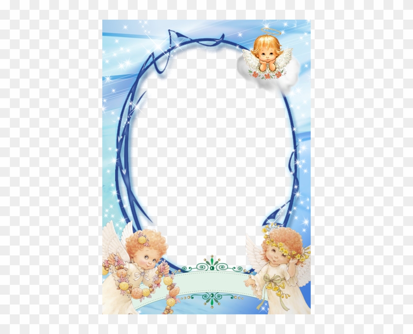 Transparent Blue Png Frame With Angels - Marcos Para Fotos De Bautismo #956960