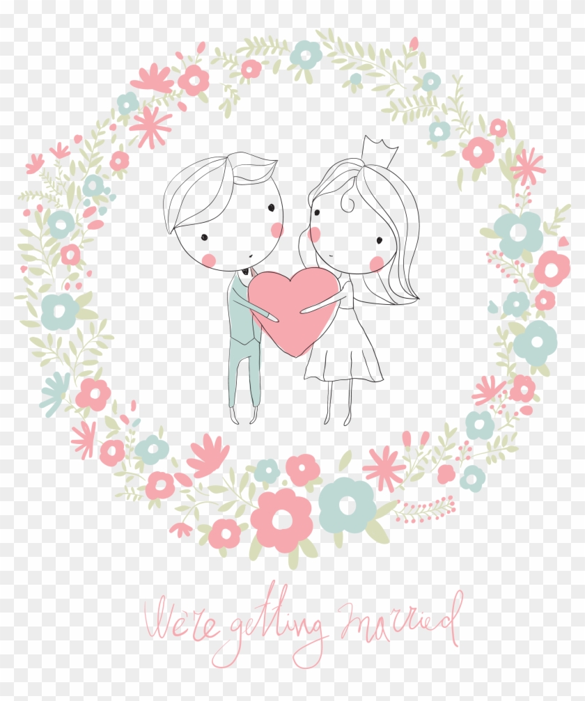 Wedding Invitation Drawing Illustration - Girl With Dog Art #959108