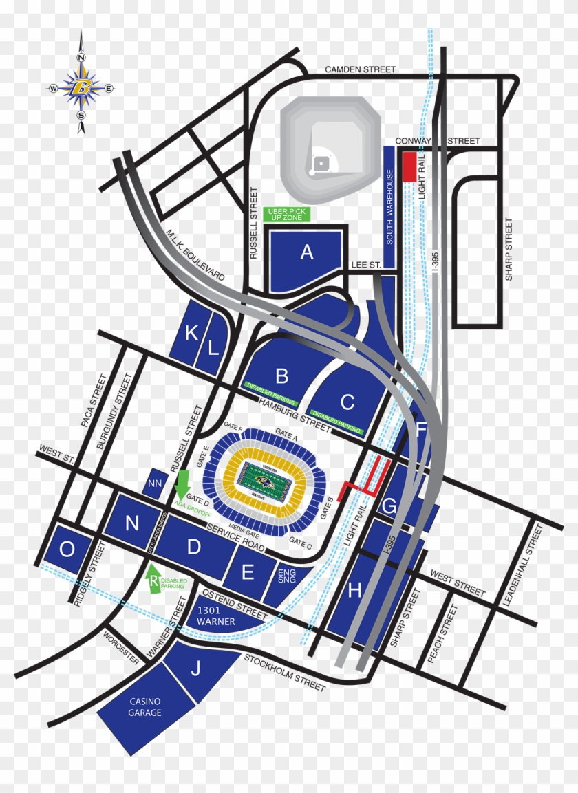 Baltimore Ravens Stadium Map M T Bank Diagrams - M&t Bank Stadium Parking #961592