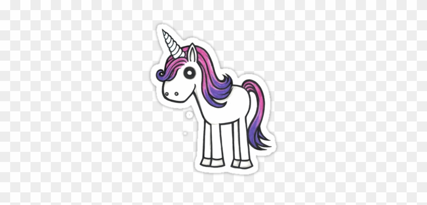 '"overly Cute Unicorn"' Sticker By Neonstarr - Mythical Creatures Cartoon Unicorn #962955