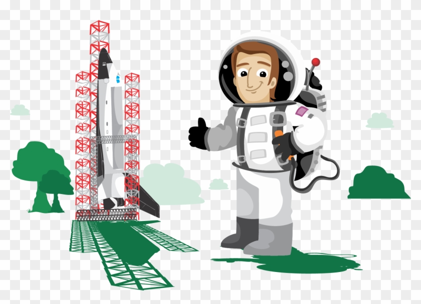 Astronaut Cartoon Illustration - Moon Rockets #964733