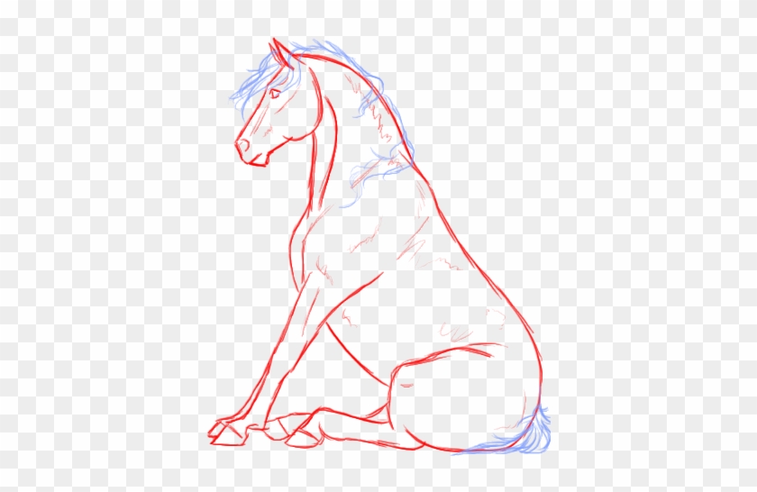 Sitting Horse Lines By Iwannabeadino - Draw A Horse Sitting #964977