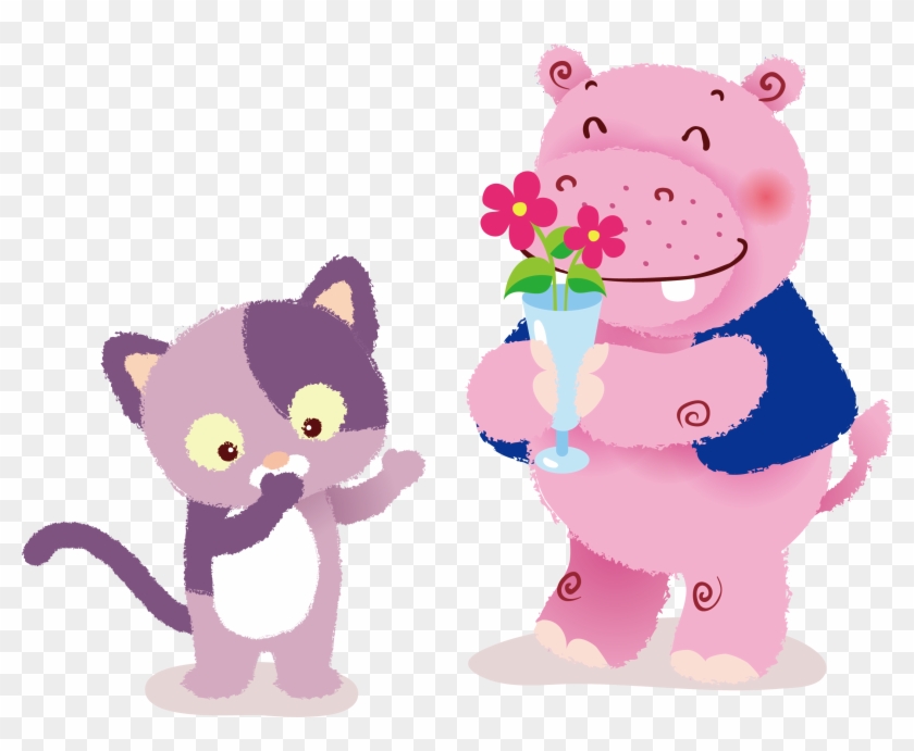 Cat Kitten Hippopotamus Cuteness Clip Art - 反败为胜的猫 [book] #965990