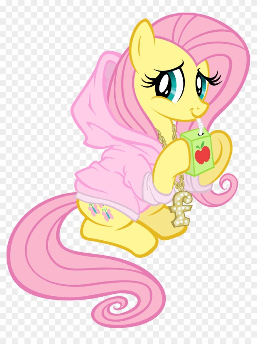 Damn Fluttershy Why You So Gangsta By - Fluttershy Drinking Apple Juice #966065