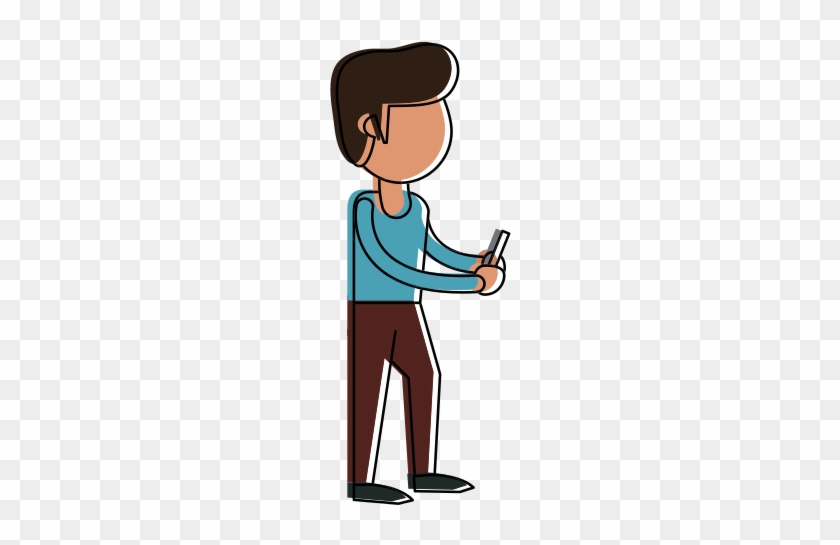 Man With Smartphone Cartoon - Cartoon #967092