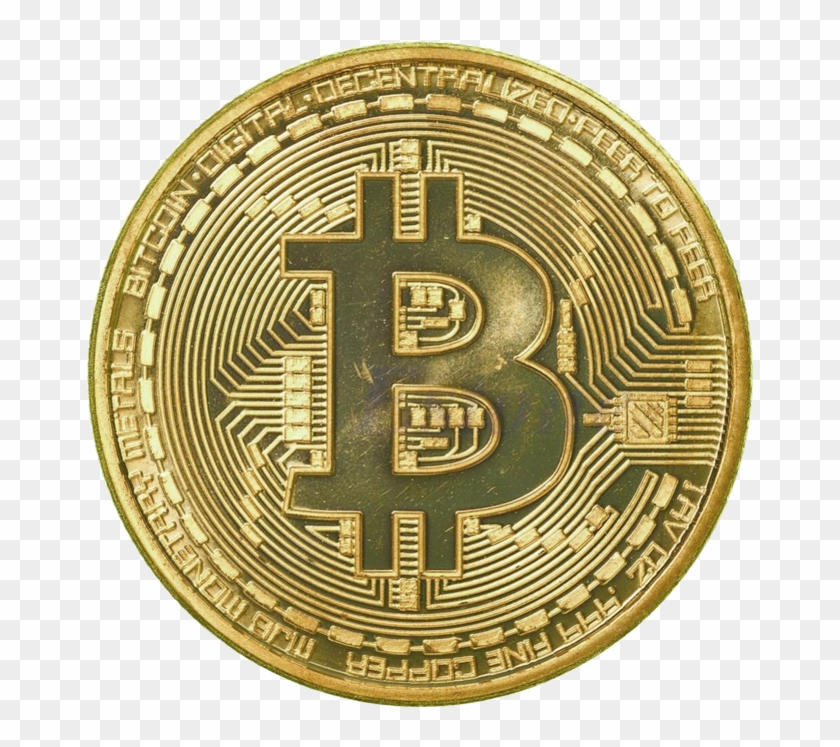 Gold Bitcoin - Bitcoin Necklace - Large Gold-plate Coin Pendant Amulet #967641