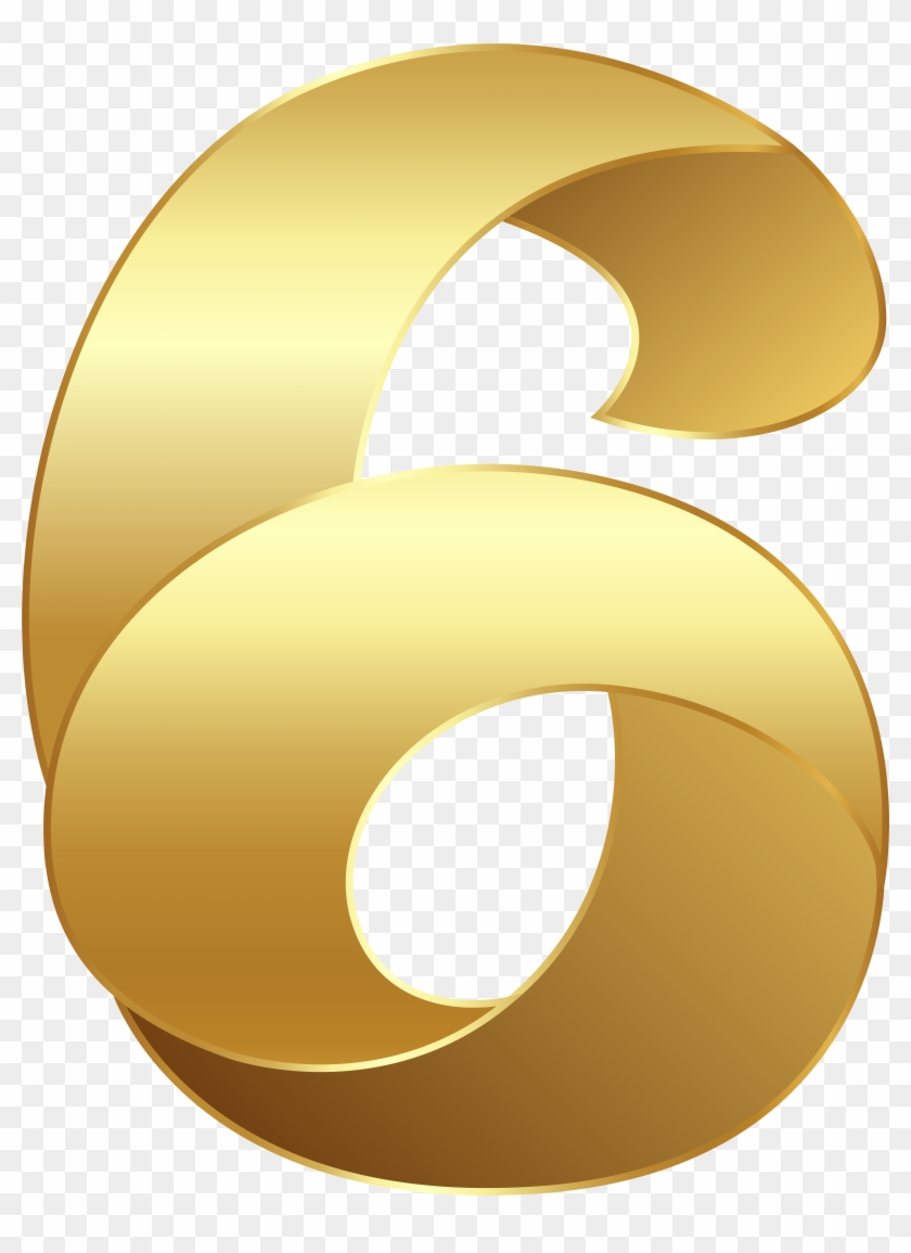 Golden Number Six Transparent Png Clip Art Image - Six Clipart Transparent #969662