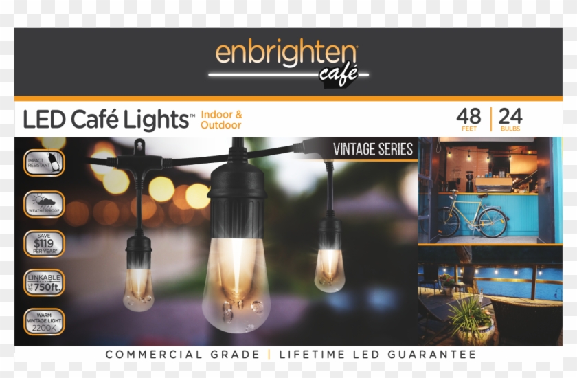 Enbrighten Vintage 12 Ft. Black Integrated Led Cafe #969820