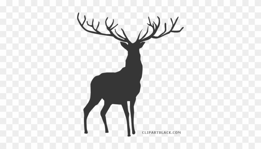 Reindeer Silhouette Animal Free Black White Clipart - Hunting Baby Girl Bedding #970457