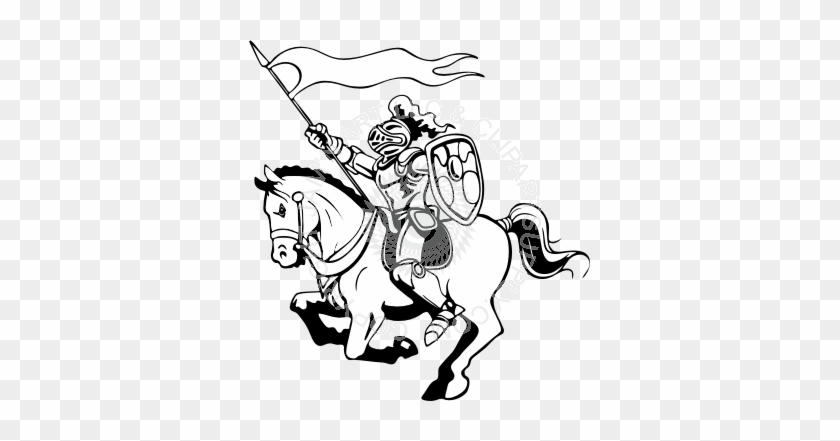 Flags Clipart Horse - Knight Riding A Horse Drawing #970651