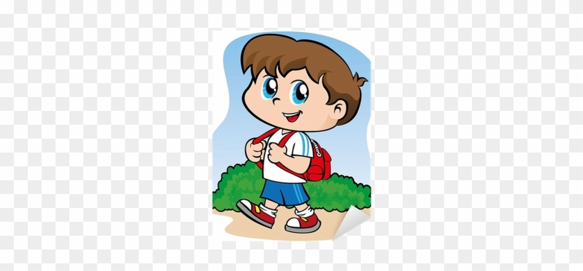 Child Student Walking With Backpack Sticker • Pixers® - Niño Caminando Con Mochila #971835