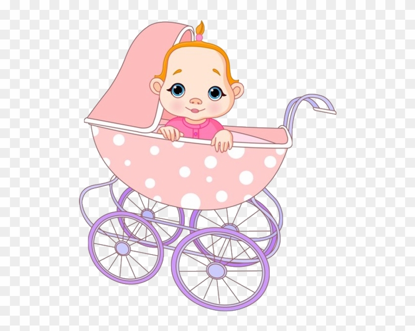 Cute Baby Girl In Baby Carriage - Cute Baby Girl Cartoon #972003