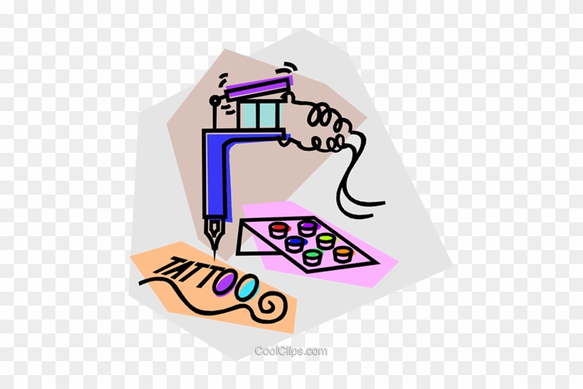 Tattoo Gun With Ink Royalty Free Vector Clip Art Illustration - Tattoo Gun With Ink Royalty Free Vector Clip Art Illustration #973332