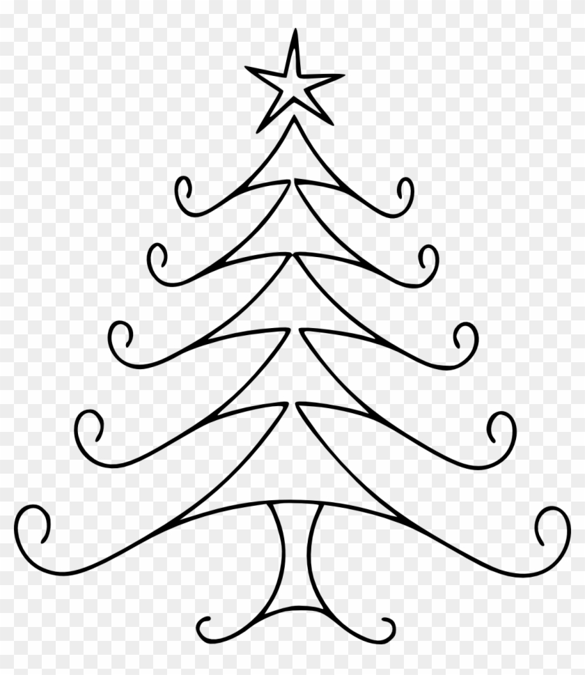 Ztx55ayac Christmas Tree Line Art Cow Clipart - Easy To Draw Christmas Trees #975277