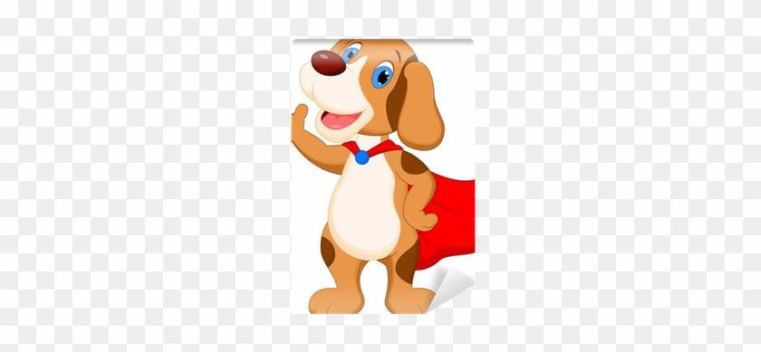 Cute Super Dog Cartoon Presenting Wall Mural • Pixers® - Cute Dog Waving Hand Clipart #976029