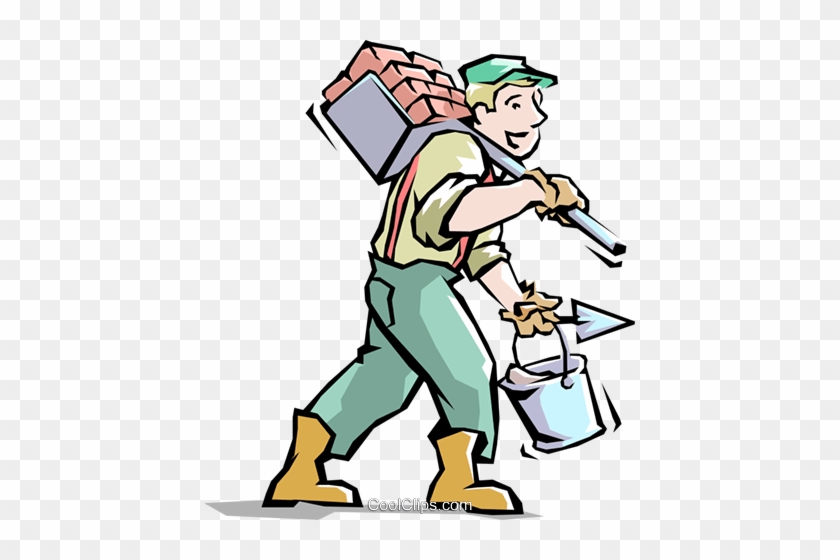 Handyman Royalty Free Vector Clip Art Illustration - Man Carrying Bricks Clipart #976840