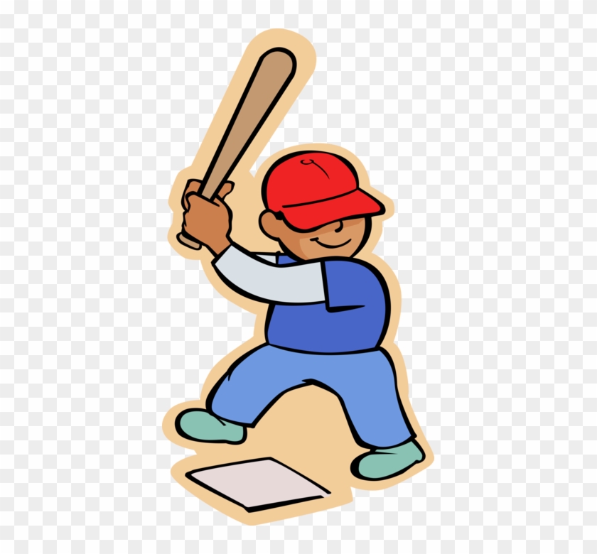 Vector Illustration Of Primary Or Elementary School - Boy With Baseball Bat Clipart #984318