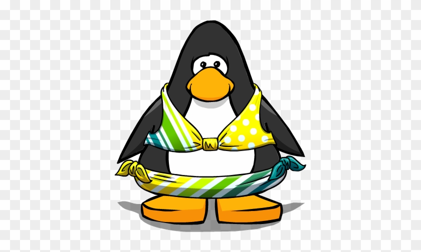 Lemon Lime Stripe Bikini From A Player Card - Club Penguin Bikini #984948