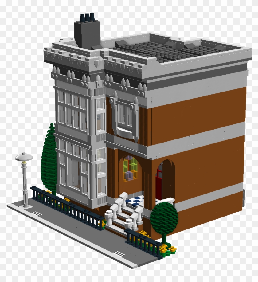Victorianhouse Frnt Angle2 Orange - Lego Townhouse #985103