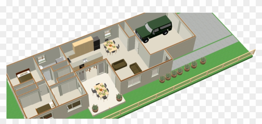 3d View No Roof North - 3d View No Roof North #985305