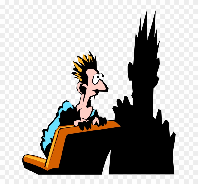 Vector Illustration Of This Dude Is Afraid Of His Own - Afraid Of Own Shadow #985546