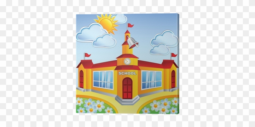 Vector Cartoon School Building Canvas Print • Pixers® - School Sri Lanka Clip Art #986207