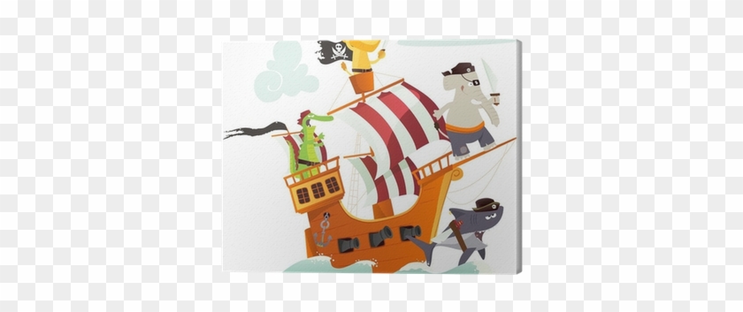 Cuadro En Lienzo Piratas Animaux À L'abordage • Pixers® - Centro De Mesa Barco Pirata #987151