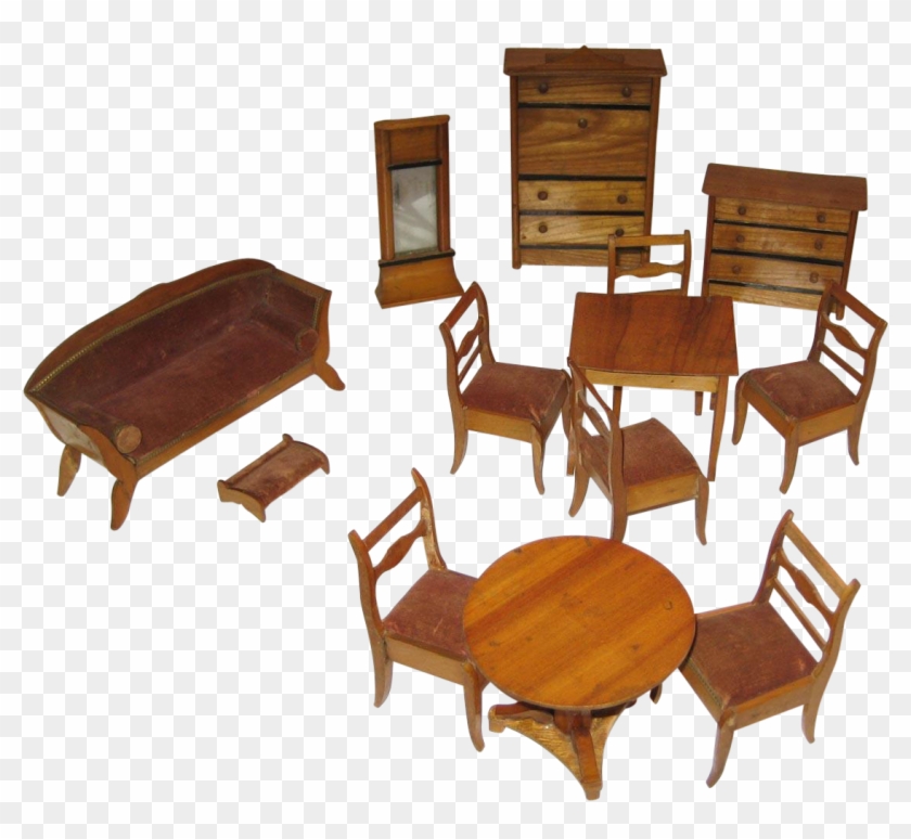 Large Set Antique German Miniature Doll House Furniture - Miniature #987230