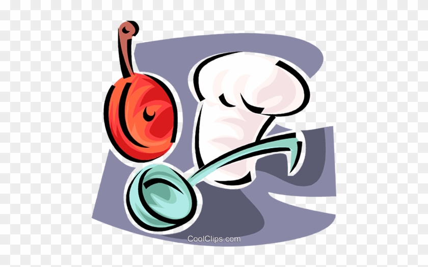 Soup Ladle, Frying Pan With A Chef - Clip Art #989303