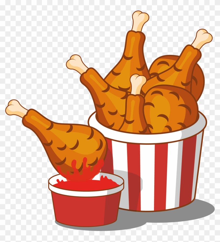 Fried Chicken Hamburger Chocolate Cake Junk Food Buffalo - Fast Food Cartoon Png #989474