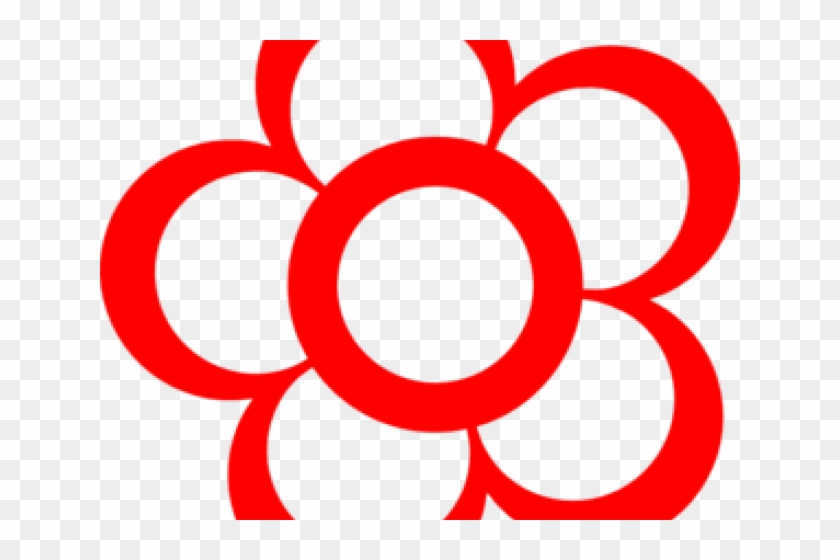 Red Flower Clipart Tiny Flower - Coloring Pages Thick Lines #989536