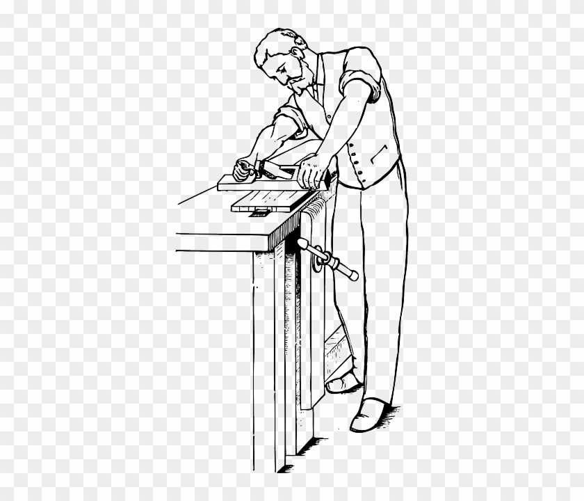 Workshop Man, Carpenter, Working, Worker, Testing, - Outline Picture Of Carpenter #990315