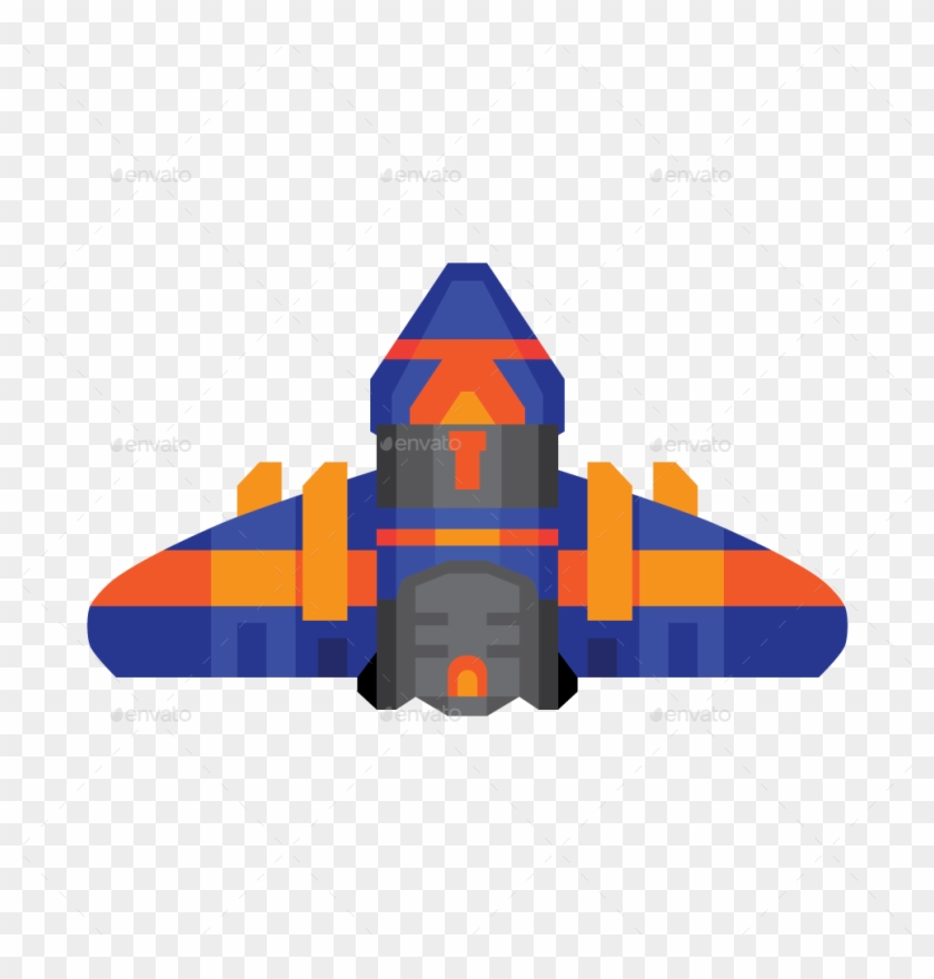 15 Flat Vector Spaceship Sprites - Spaceship Sprites Png #991093