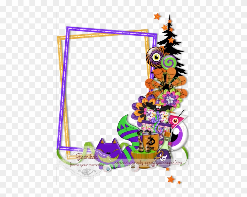 Purple Cat Halloween Cluster Frame - Scrapbooking #991115