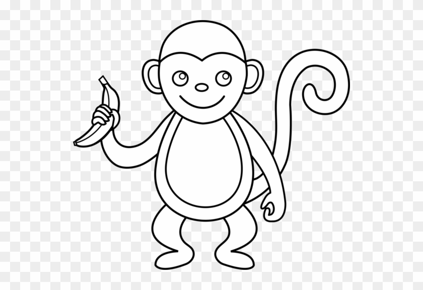 Monkey Clipart Black And White Clip - Monkey Clipart Outline #174719