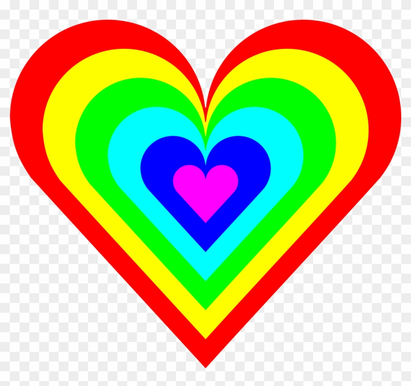 Elegant Clip Art 6 Medium Size - Rainbow Heart Clipart #176139