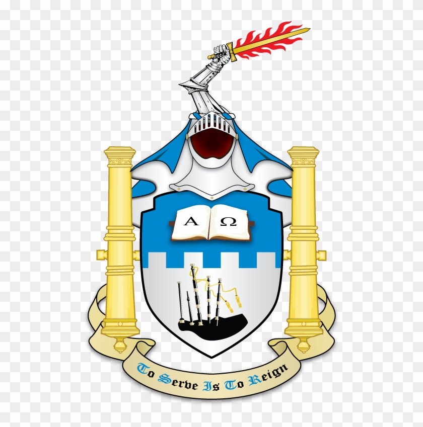 Per Fess Embattled Azure And Argent, In Chief An Open - Cartoon #178064
