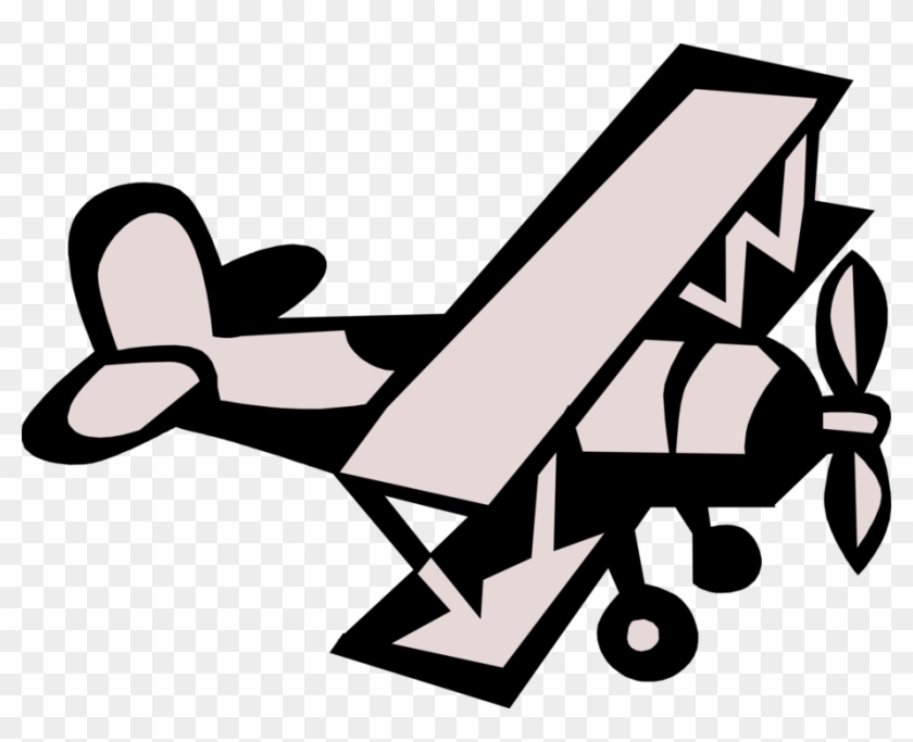 Vector Illustration Of Biplane Fixed-wing Aircraft - Vector Illustration Of Biplane Fixed-wing Aircraft #998030