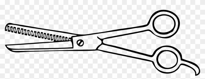 One Blade Thinning Shears - Barber Tools Clipart Black And White #999482