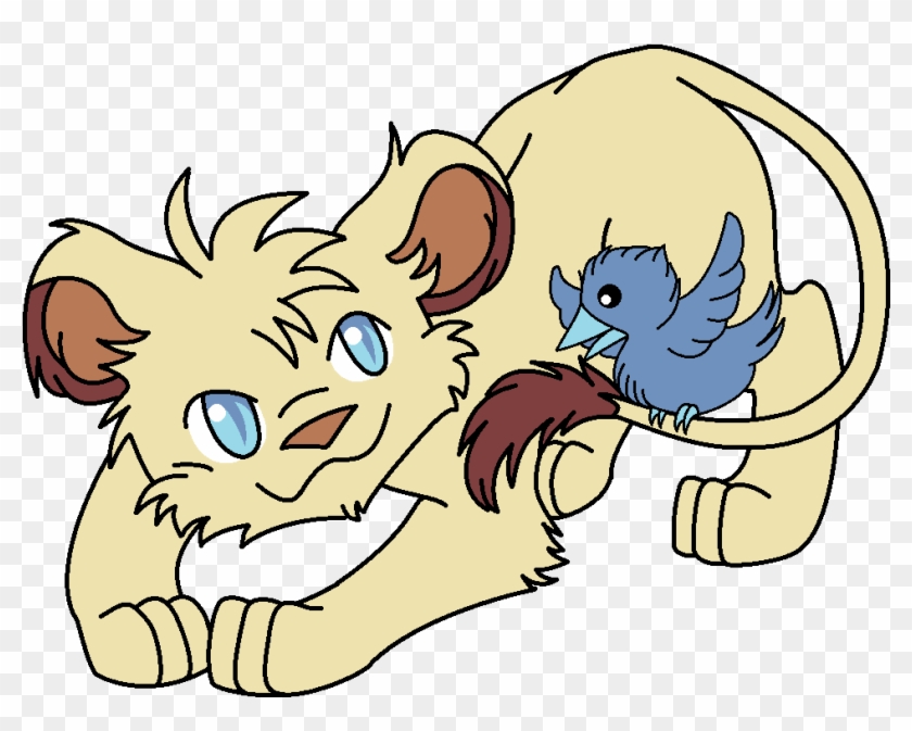 Baby Lion And Baby Bird By Martanime - Cartoon #1000254