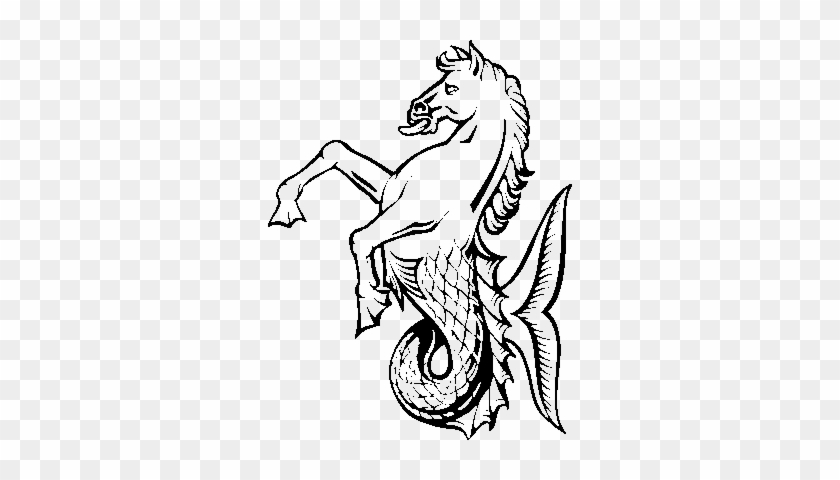 Sea Horse Clipart Black And White - Illustration #1007904
