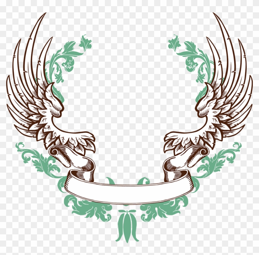 Ribbon Banner Wing - Basket Wings C Round Ornament #1008112