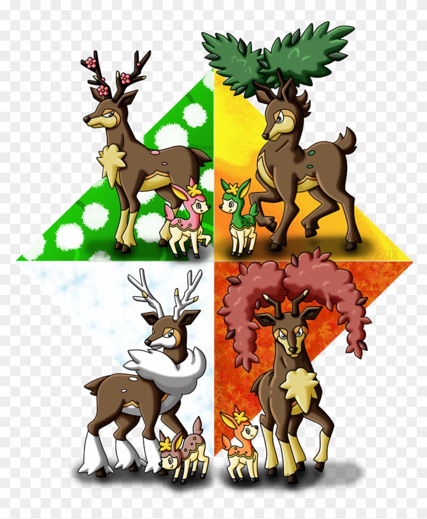 Deerling Seasons By Louisalulu - Pokemon Deerling And Sawsbuck #1009071