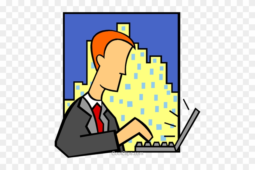 Business Laptop User Royalty Free Vector Clip Art Illustration - Cartoon #1009670