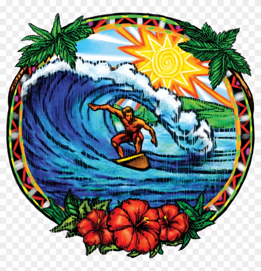 Luau Vacation - Hawaiian Surfing Tropical Cutout Vinyl Sticker Tiki #1009688