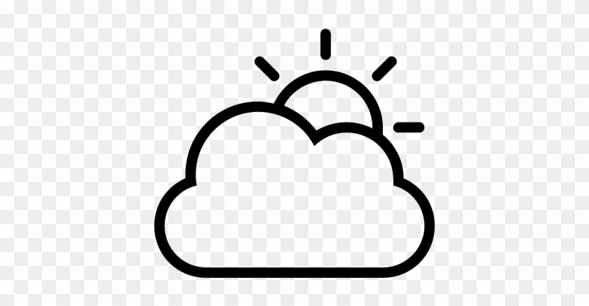 Cloudy Day Weather Outlined Symbol Of Interface Vector - Sun Hiding Behind Clouds Drawing #1011221