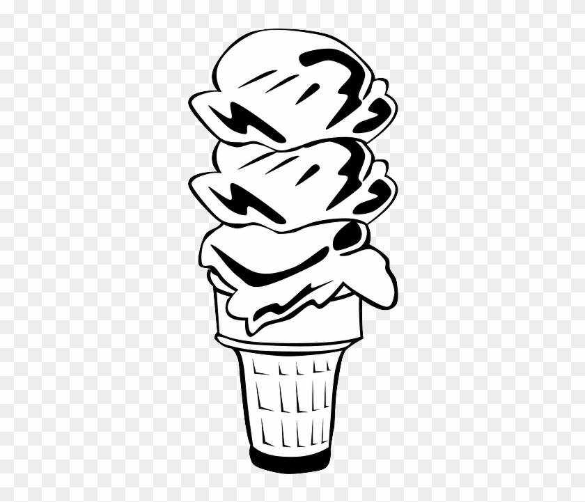Cream Black, Food, Menu, White, Cartoon, Free, Ice, - Ice Cream Cone Clip Art #1011526