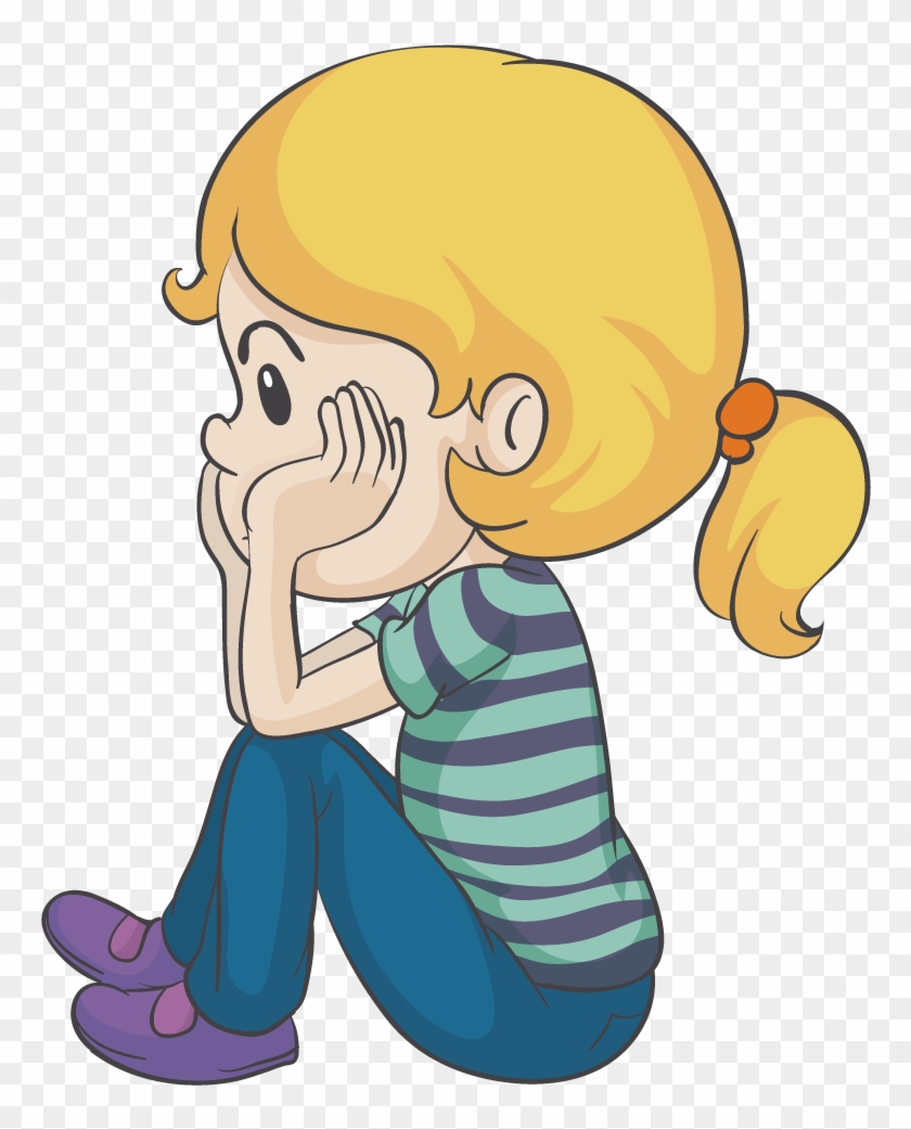 Cartoon Girl Illustration - Cartoon Little Girl Sitting #1013321